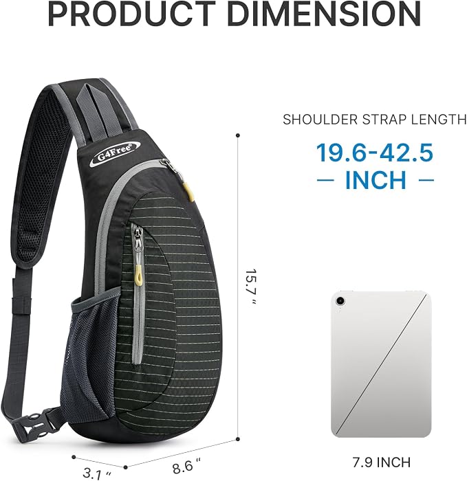 G4Free Sling Bag for Men Women, Small Crossbody Backpack Lightweight Chest