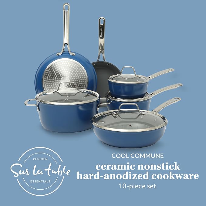Sur La Table Kitchen Essentials Cool Commune Hard Anodized 10 Piece PFA Free
