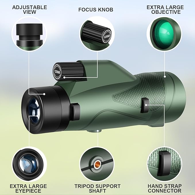 Pankoo 12x60 HD Monocular Telescope