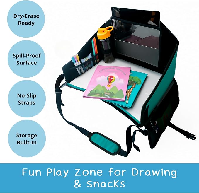 Kids Travel Tray for Car Seat- Purple- The Essential Travel Lap Desk