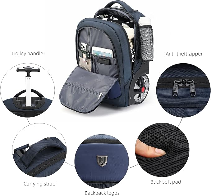Rolling Backpack, Waterproof Backpack