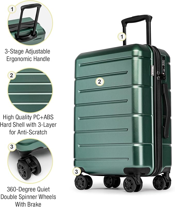 KYME Hardside Carry On Luggage 22x14x9 Airline Approved