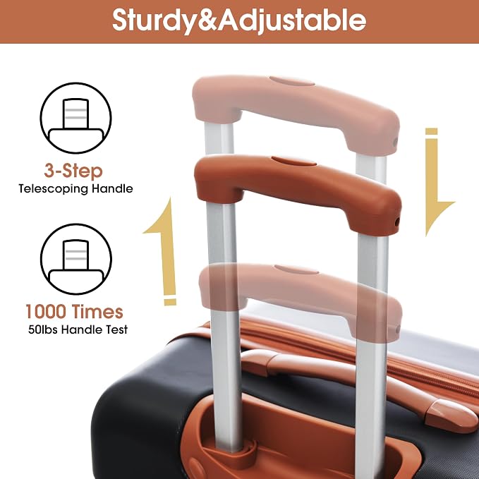 Merax Luggage sets of 3 Piece 20 24 IN Carry on Luggage Hard Case Black and