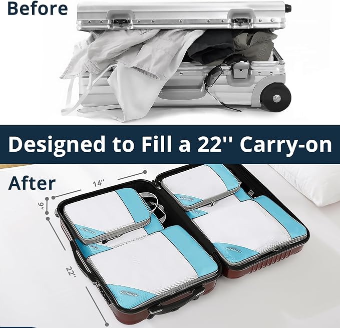 Compression Packing Cubes 6 Set, Compressible Space-Saving Packing Cubes