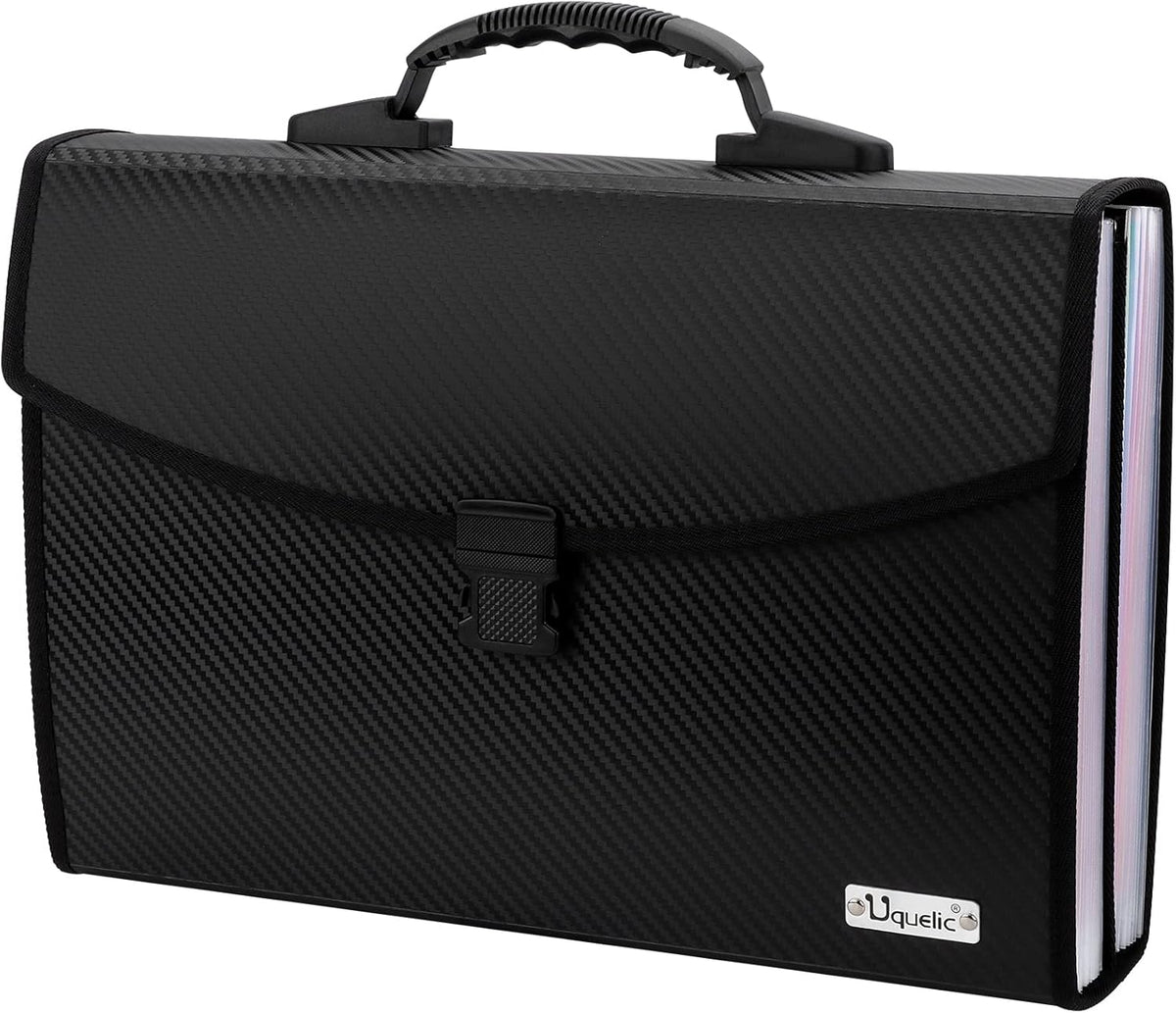 Uquelic 26 Pockets Expanding File Folder - Accordion Savor Document Organizer Folio Upgraded Durable Buckle, Base with Ergonomic Portable Handle/Large Legal Size Expandable File Organizer