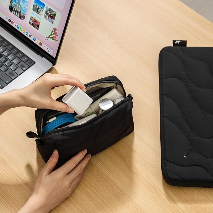tomtoc Electronics Organizer Travel Case, Soft Puffy Organizer Bag Birthday