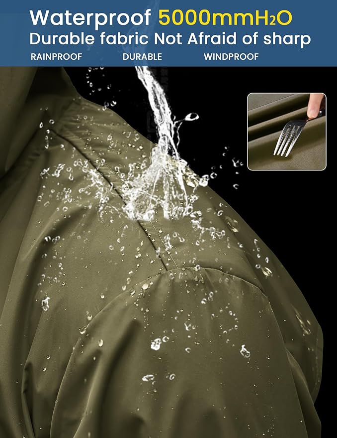 COOFANDY Men's Long Raincoat Ligtweight Rain Jacket Waterproof Outdoor Jackets