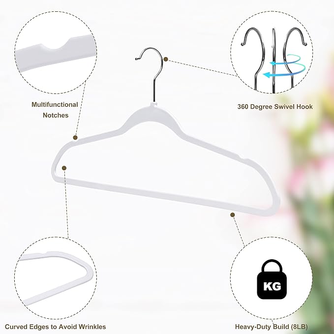 Quality Hangers 50 Pack Non-Velvet Plastic Hangers