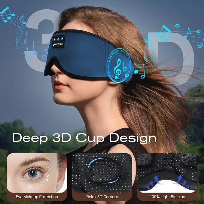 3D Sleep Mask with Bluetooth Headphones, Sleeping Headphones