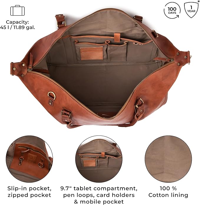 Berliner Bags Vintage Leather Duffle Bag München