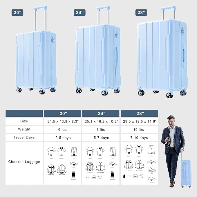 Merax 24 Inch Expandable Checked Luggage, Hardshell ABS Medium Suitcase