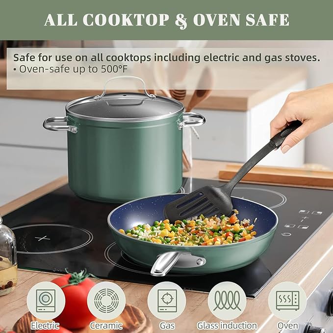 Nuwave Healthy Duralon Blue Ceramic Nonstick Coated 7pc Cookware Set,