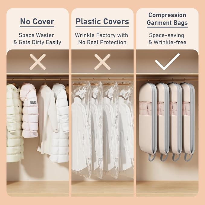 DIMJ 4 Pack 43" Compression Garment Bags