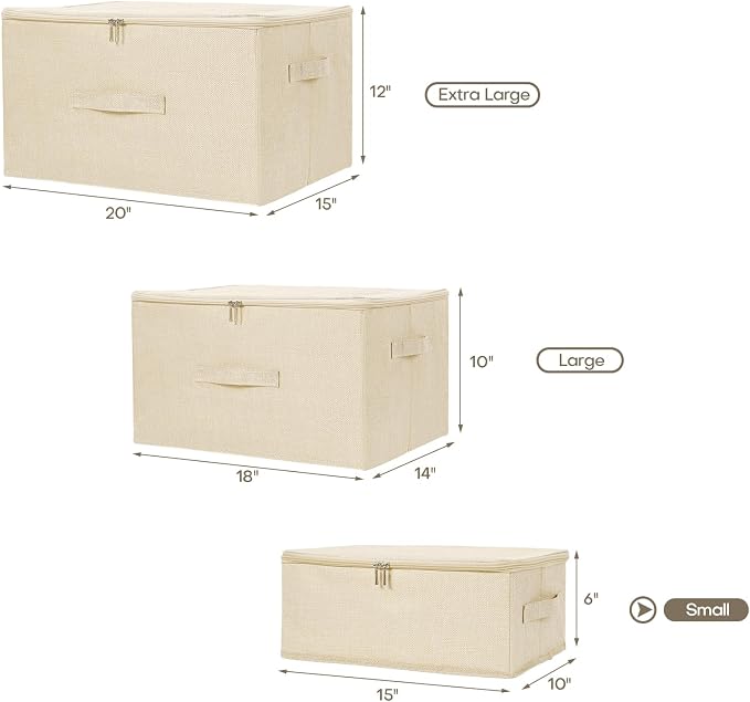 ANMINY Storage Bins with Zipper Lids 13 Qt Lidded Fabric Storage Boxes Baskets