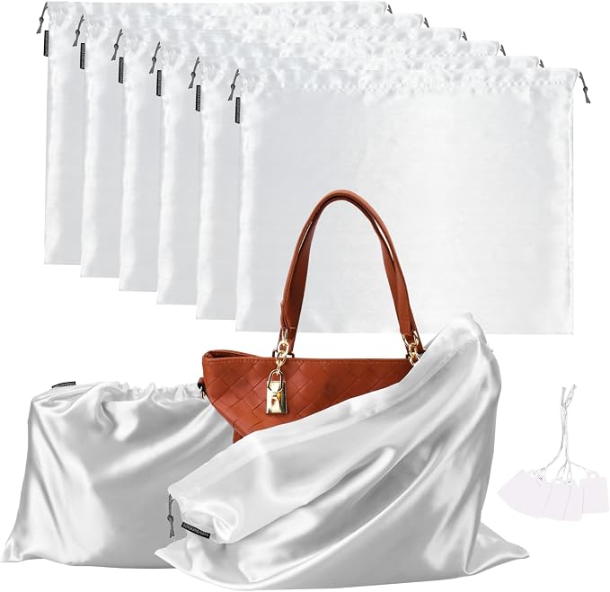 6 Pack Silk Dust Cover Bags for Handbags, Shoes & Boots