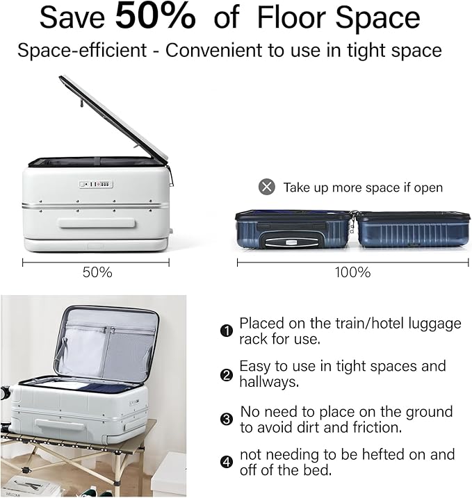 Hanke Top Opening Carry On Luggage, 20 Inch Zipperless Aluminum Frame Wide