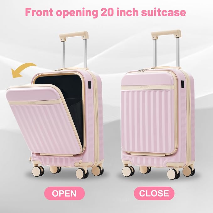 Merax Luggage Sets Front Opening, 2 Piece Hardshell Suitcase