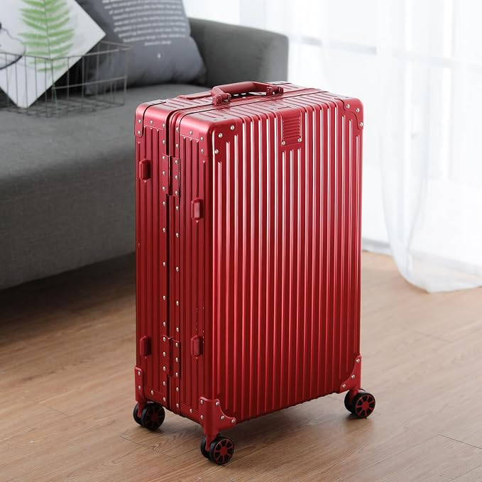 Metal All Aluminum Carry-on Luggage TSA Customs Lock Zipperless Silent Rotary