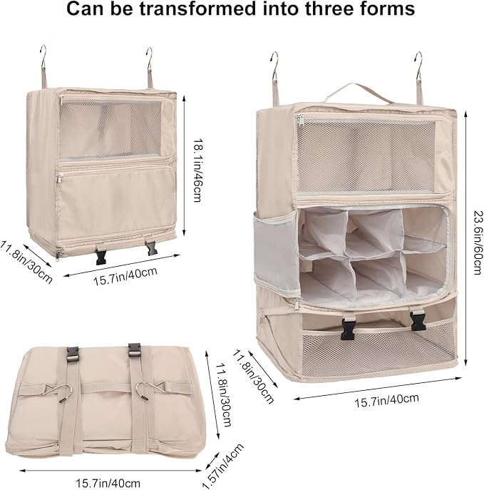 TABITORA Travel Portable Hanging Shelves Closet Organizer Packing Luggage