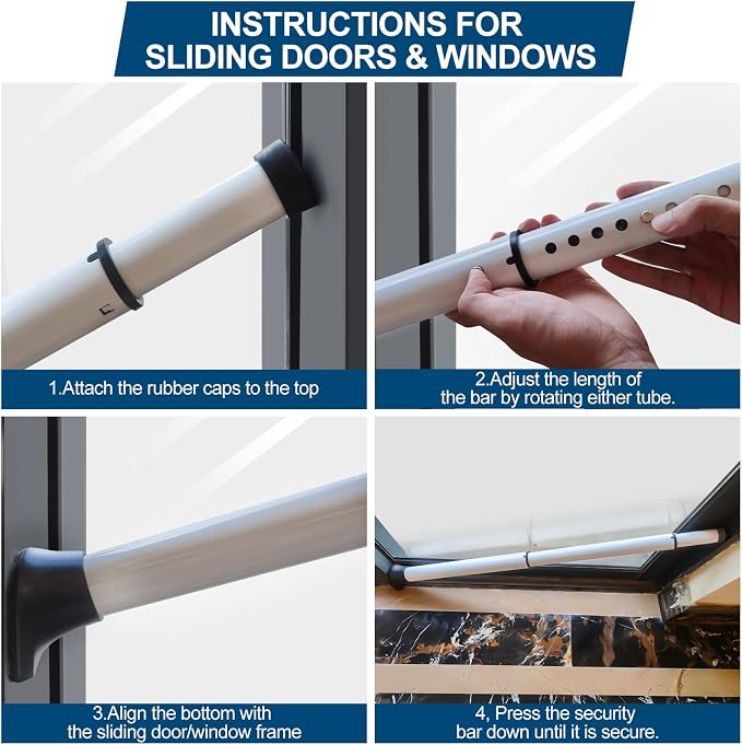 Rerishom Door Security Bar, Door Stoppers Security bar, Heavy Duty Door Lock