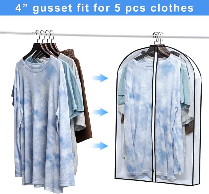 Hanging Clothes Storage with 4" Gusseted Garment Covers
