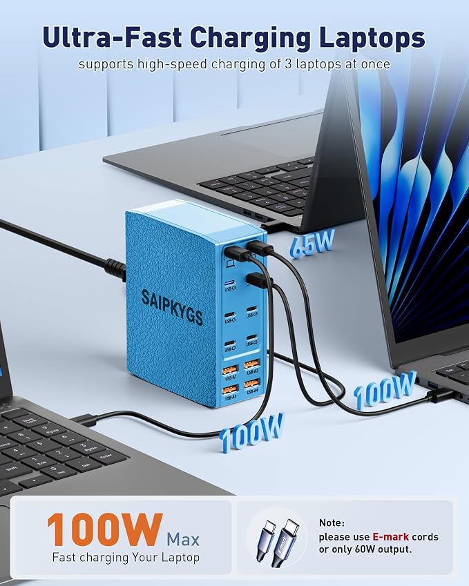 USB Charging Station, 12-Port USB C Charger Block