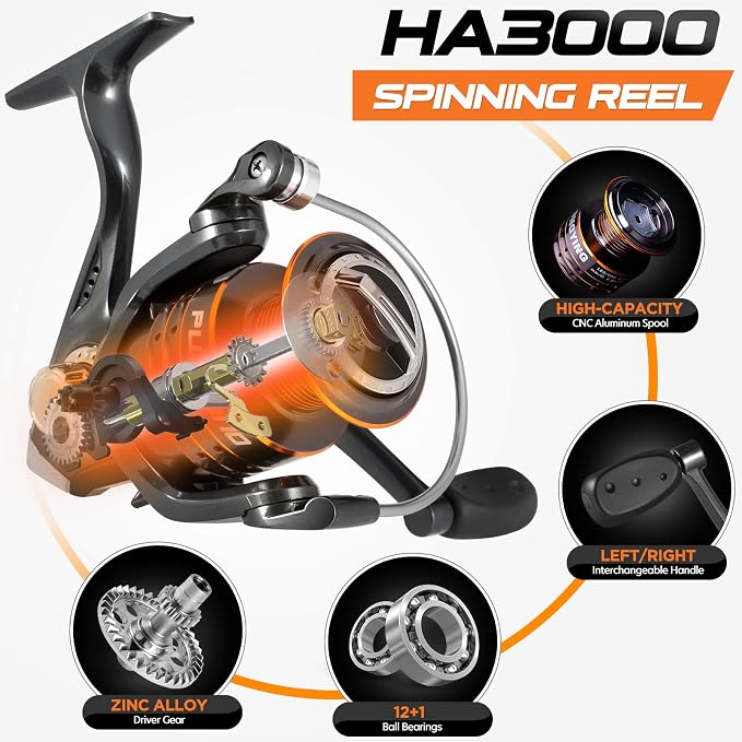 PLUSINNO Fishing Rod, Telescopic Fishing Rod and Reel Combo, Collapsible Travel