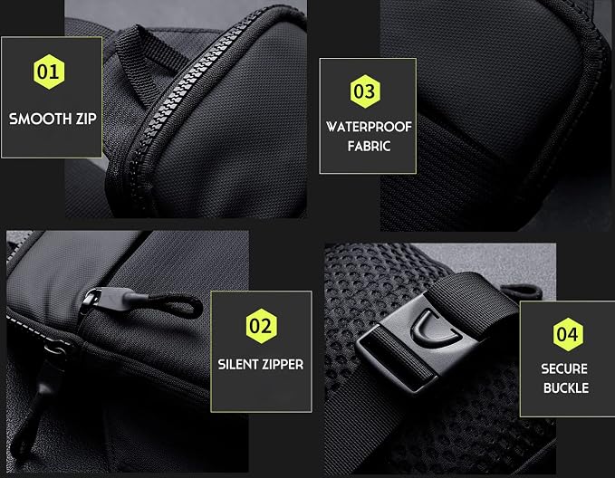 Simptech Mini Crossbody Sling Bag Chest Bag Dual Pocket Water Resistant Fanny