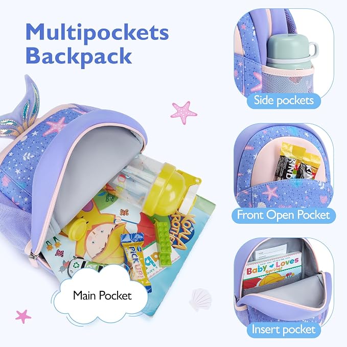 mommore Toddler Backpack for Girls 2-4 Neoprene Backpack