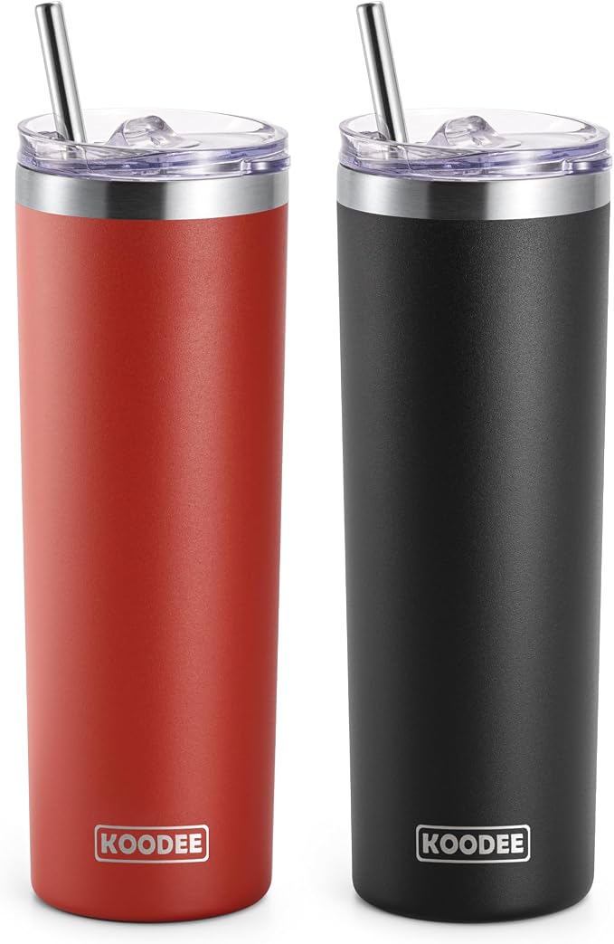 koodee Skinny Tumbler-20 oz Stainless Steel Iced Coffee Tumbler
