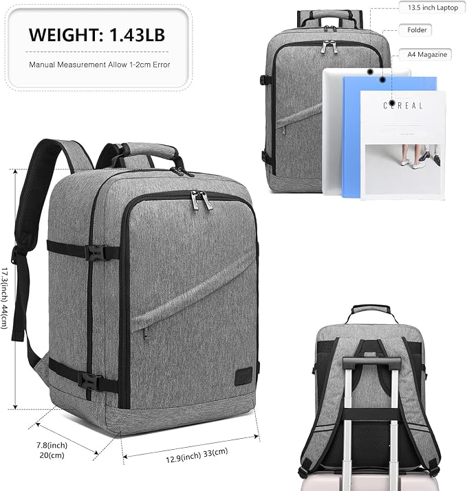 Kono Carry on Backpack, Waterproof Lightweight Daypack