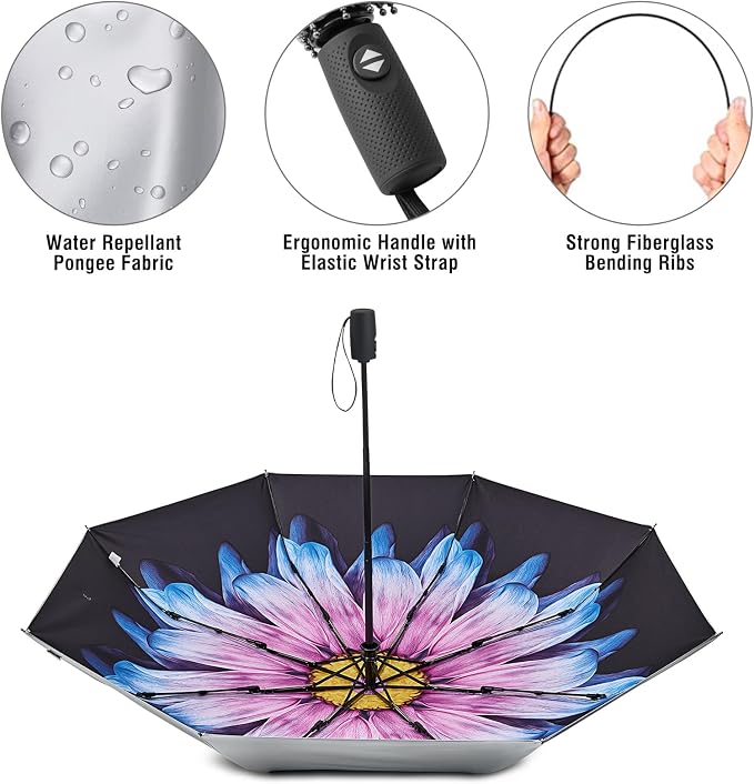 G4Free UPF 50+ UV Protection Large Travel Umbrella 42/46 Inch Auto Open Close