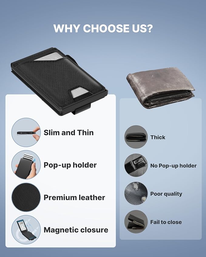 typecase Tactical Wallet for Men Card Holder: Pop Up Card Case, Genuine Leather