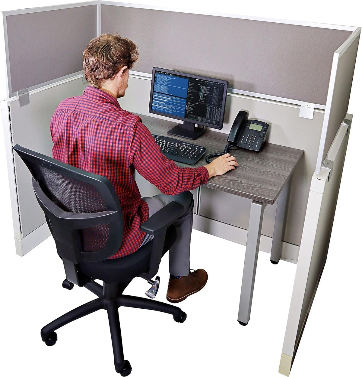 OBEX Acoustical Cubicle Privacy Screen Extender Desk Panel & Office Divider, Add Separation & Block Noise, 18" x 48", Overcast