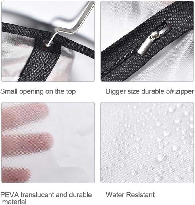 Garment Bags for Hanging Clothes 12 PCS Transparent Waterproof Dustproof