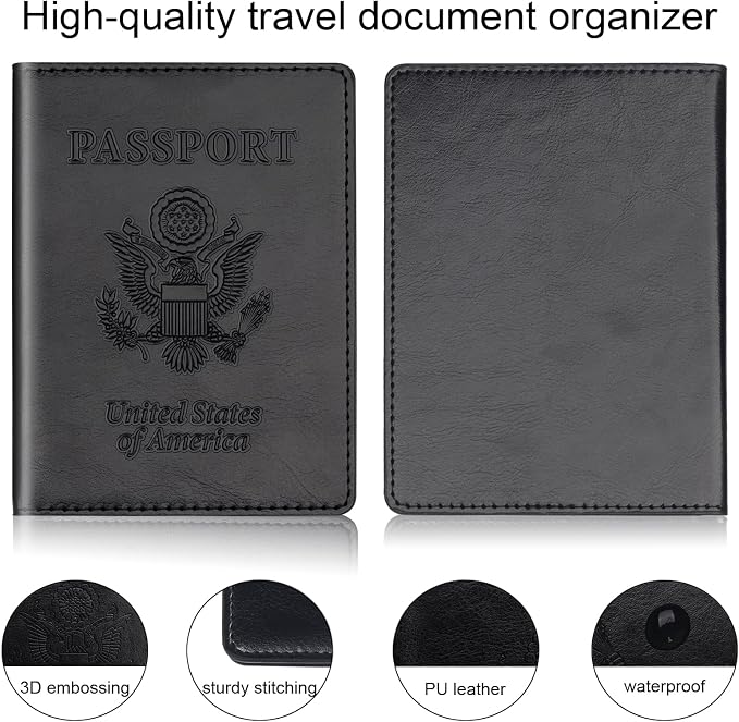 Herain Black & Dark Blue Passport Holder