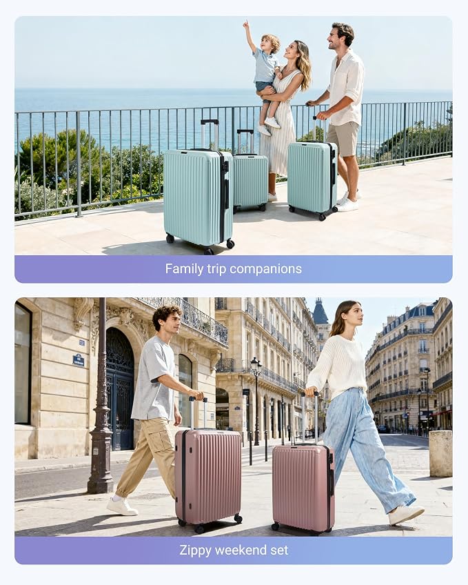 LIGHT FLIGHT Luggage Sets, Durable Hard Shell 3 Piece Set Suitcase