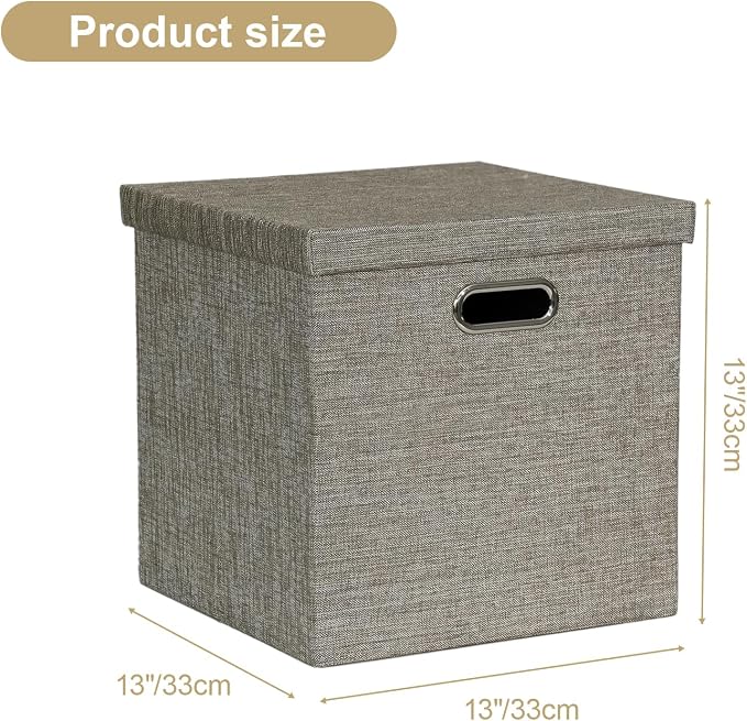 Posprica Storage Bins with Lids, 13×13×13 Foldable Storage Cube Baskets Boxes