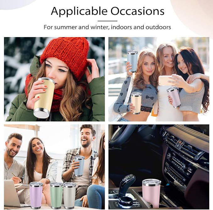 Sieral 36 Pack Stainless Steel Tumblers Bulk with Lids Double Wall Vacuum Insulated Coffee Cups Blank leakproof Powder Coated Tumblers for Engraving Wedding Graduation Party Favors(20 oz,Matte Color)