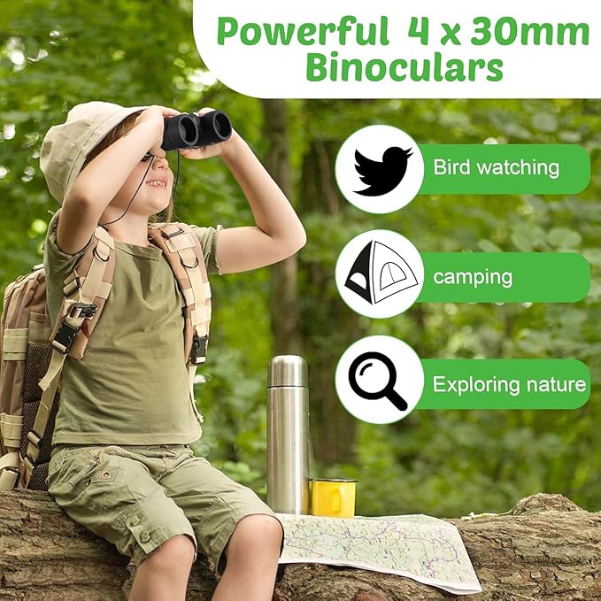 Hiboom 8 Set Kids Binoculars Bulk Shockproof Folding Children Mini Compact