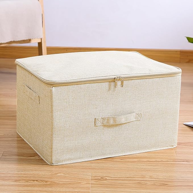 ANMINY 2PCS Storage Bins with Zipper Lids 36 Qt Lidded Fabric Storage Boxes