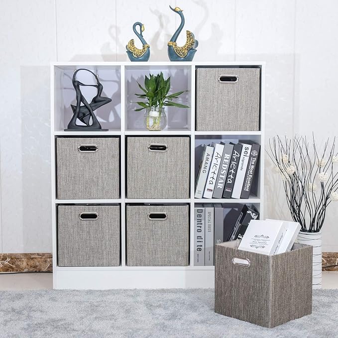 Posprica Storage Bins, 11×11 Foldable Storage Cubes Boxes Container Closet