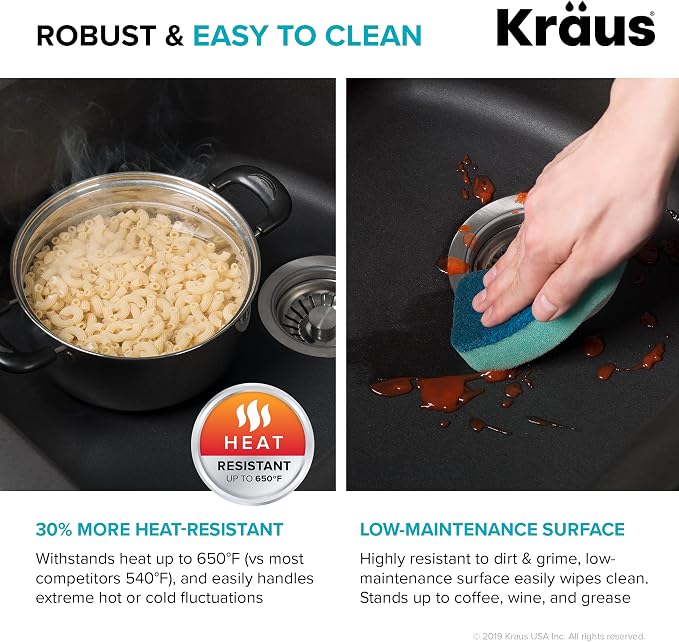KRAUS Forteza 33-inch Drop In/Undermount 60/40 Double Bowl Granite Kitchen Sink