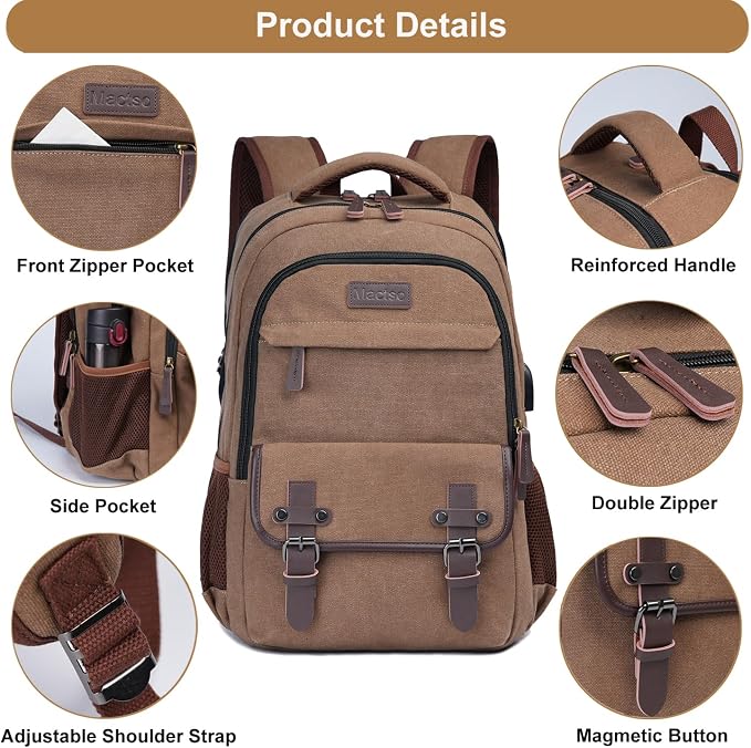 Mactso Canvas Travel Laptop Backpack