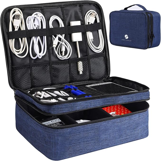 ORIENT FAMULAY Travel Electronics Organizer, Waterproof Cable Organizer Bag