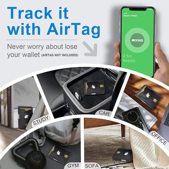 Airtag Wallet for Men, with Money Clip 11 Cards Slim Front Pocket Leather RFID