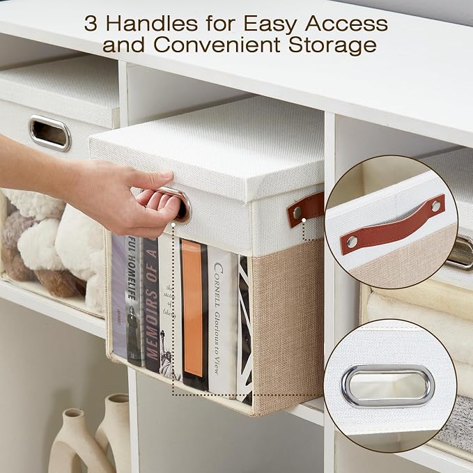 Fabric Storage Cubes with Clear Windows and Lids 11'' Foldable Storage Bins
