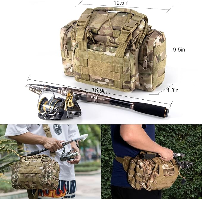 Dr.Fish Fishing Rod and Reel Combos 125-Pieces Telescopic Spinning Pole Reel