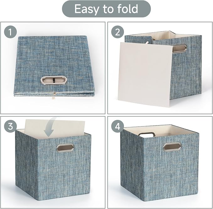 Posprica Storage Basket Bins, 11×11×11 Foldable Storage Cube Boxes Fabric Drawer
