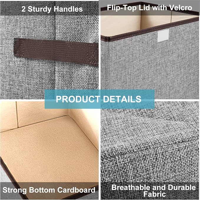 Linen Fabric Foldable Storage Cube Bin Organizer Basket